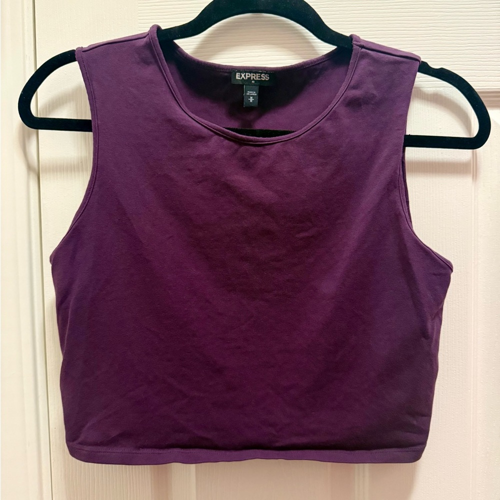 Express Purple Sleeveless Crop Tank Top